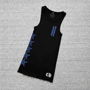💎Chrome Hearts Black Tank with Blue Star Accents